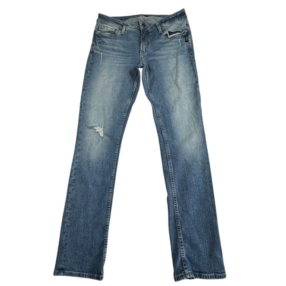Silver Jeans Co Elyse Straight Jeans Womens 30x32 Distressed Medium Wash‎ Curvy